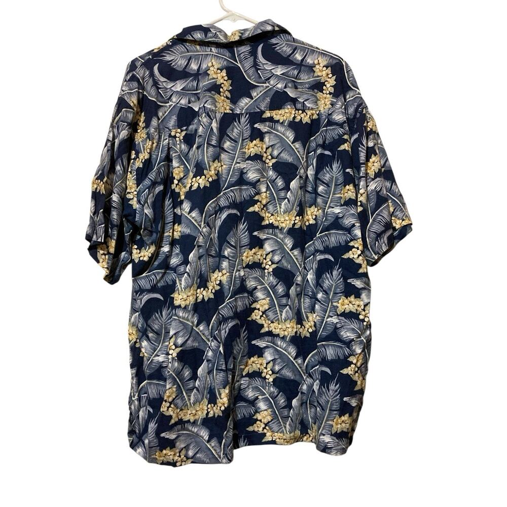 Summa Hawaiian Shirt Large Blue Tropical Floral Collar Rayon Cotton Button Down - Picture 6 of 6
